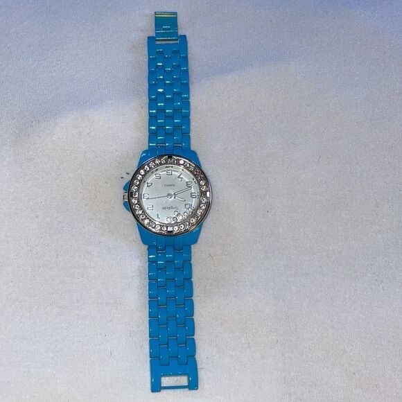 Ladies Sophie Rhinestone Wrist Watch Blue Chain Metal Band Fits Small Wrists - Picture 1 of 5